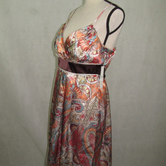 TeezMe Strap Dress Size 13 Multi Color Sash Floral - Picture 2 of 8